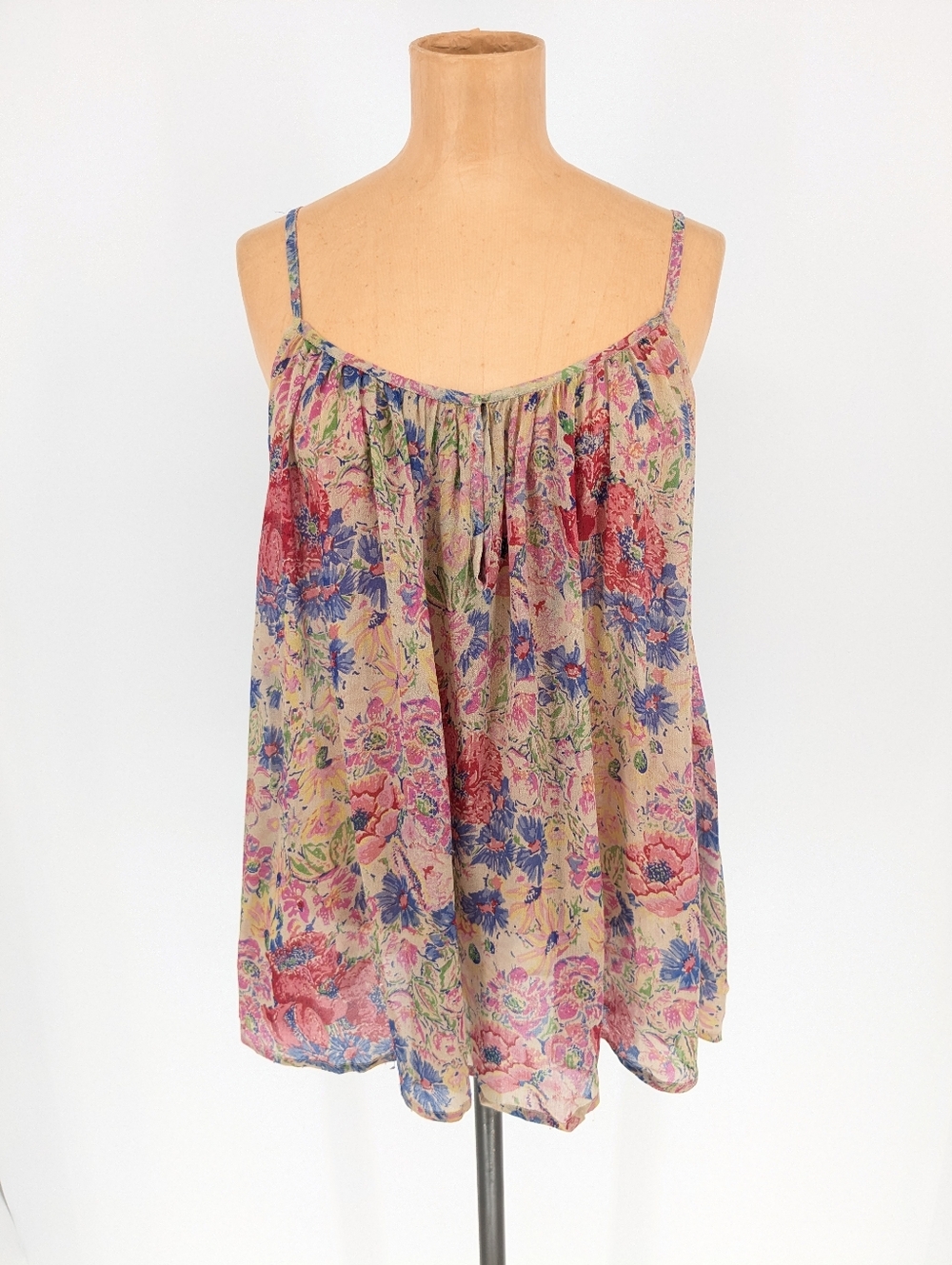 Mes Demoiselles Paris 100% Silk Watercolor Floral Tank Top Blouse Size 36